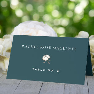 Carte De Placement Coton minimaliste Turquoise Vert Mariage élégant