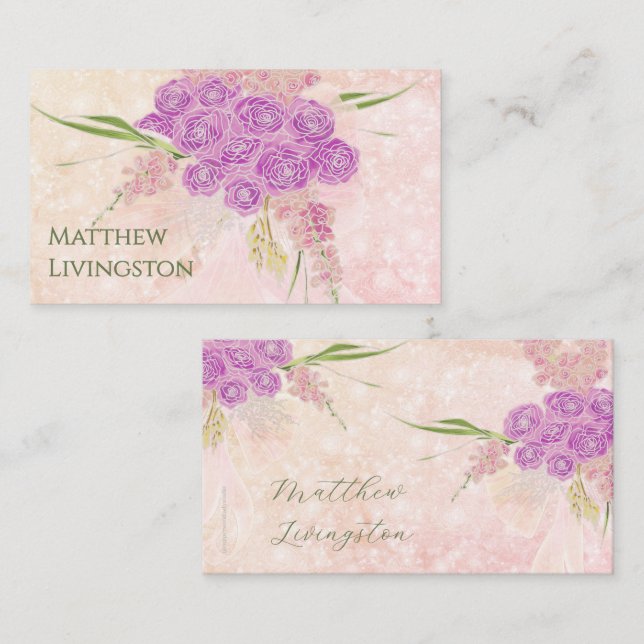 Carte De Placement Coucher de soleil rose blush sheer noeud et Bouque (Devant / Derrière)