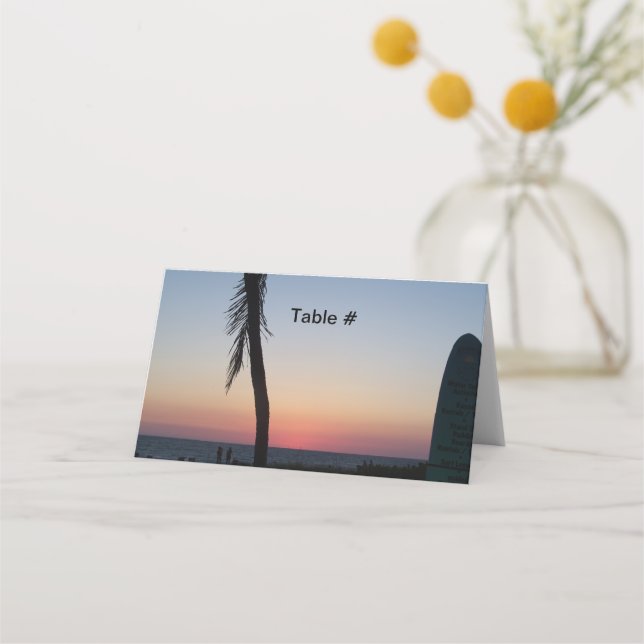 Carte De Placement Coucher de soleil tropical sur carte de table plié (Devant)