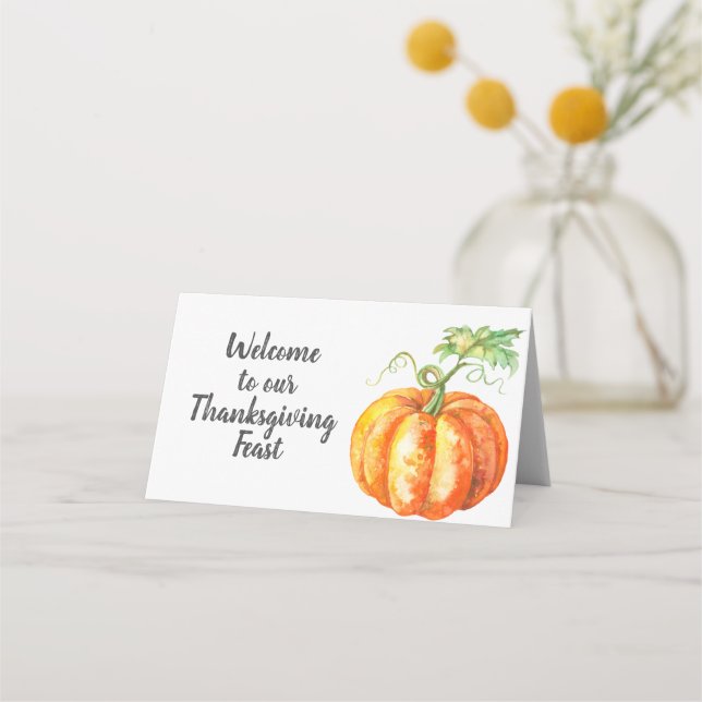 Carte De Placement Couleur d'eau douce Citrouille Thanksgiving Design (Devant)