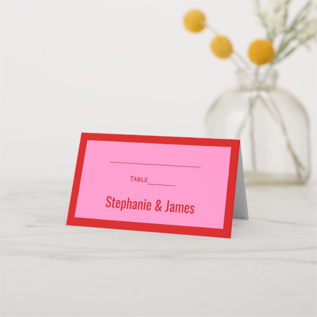Carte De Placement Couleurs DIY Élégantes Rose #3 Rouge (Devant)