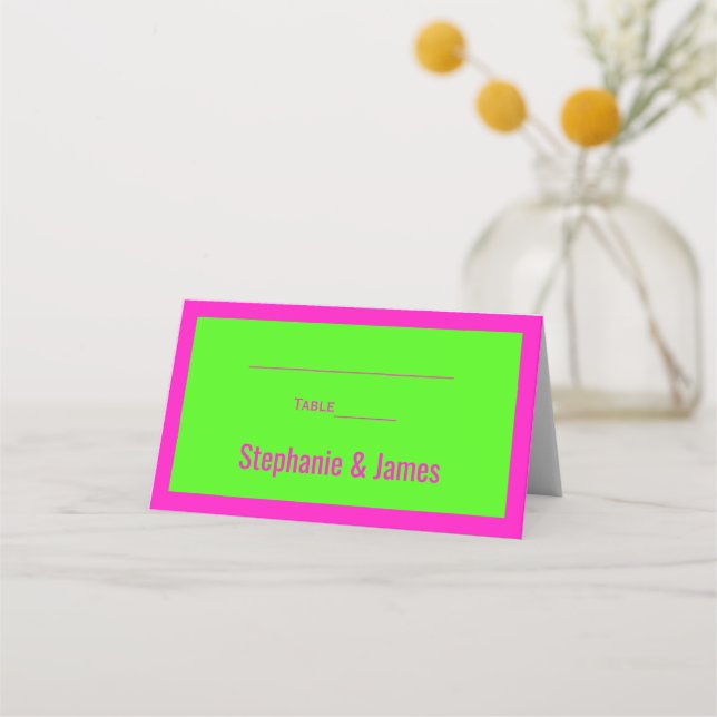 Carte De Placement Couleurs DIY Élégantes Vert Citron Rose Choquant (Devant)