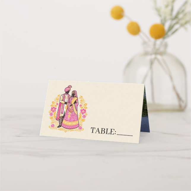 Carte De Placement Couple indien coloré (Devant)