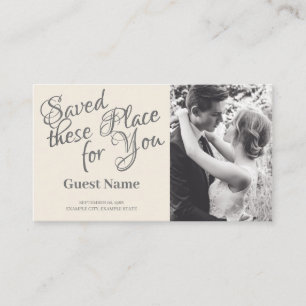Carte De Placement Couple Mariage baiser en monochrome