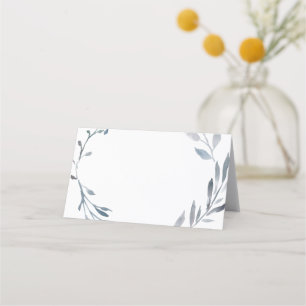 Carte De Placement couronne d'aquarelle bleu poussiéreux
