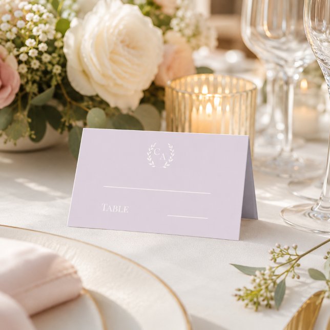 Carte De Placement Couronne de mariage lavande poussiéreuse et crème  (Créateur téléchargé)