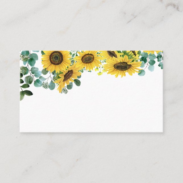 Carte De Placement Couronne de tournesols à l'aquarelle et d'eucalypt (Devant)