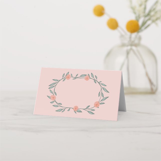 Carte De Placement Couronne de vignes fleuries Élégance chic rose ver (Devant)
