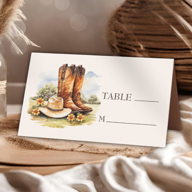 Carte De Placement Cowboy Boots Country Western Mariage (Créateur téléchargé)
