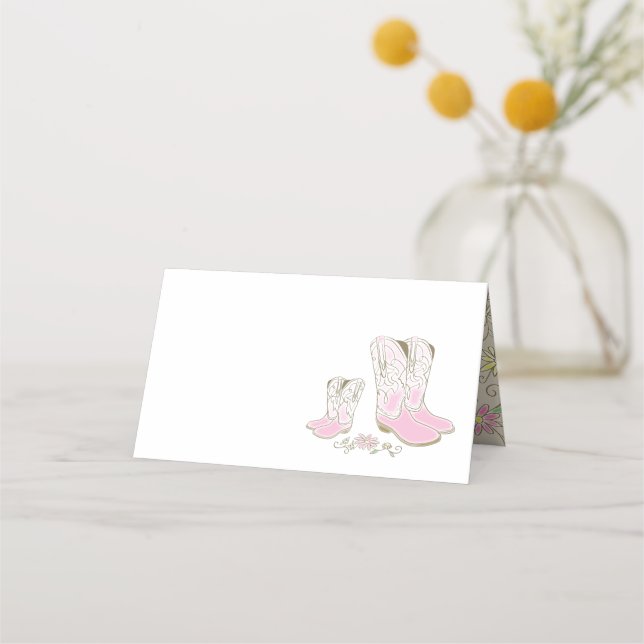 Carte De Placement Cowgirl Baby shower Pays Western Rose Girl (Devant)