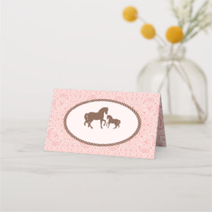 Carte De Placement Cowgirl Silhouette du cheval