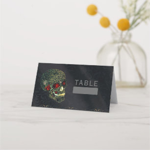 Carte De Placement Crâne de Spider Bijou & Roses Fête Glamour Gothiqu