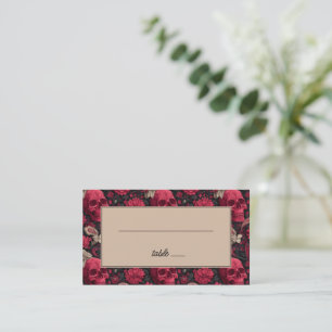 Carte De Placement Crânes floraux gothiques rouges mystérieux
