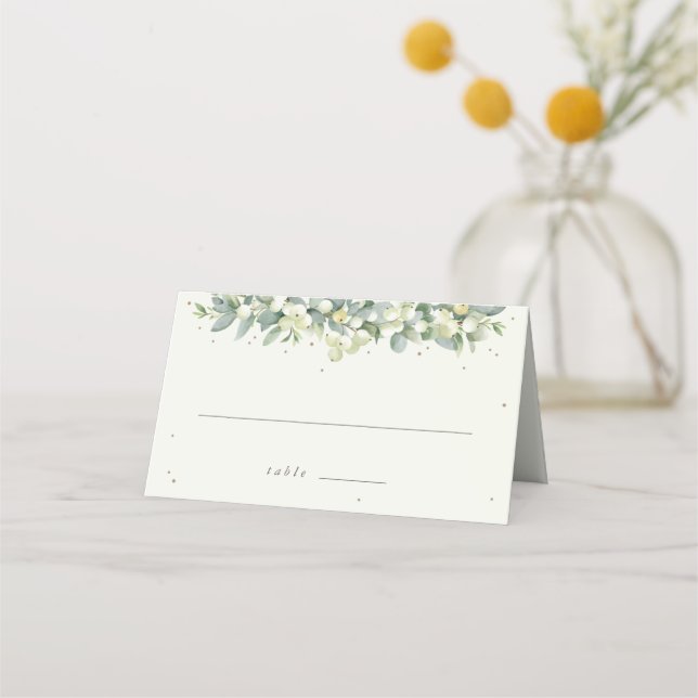 Carte De Placement Crème/Black Snowberry + Mariage Eucalyptus (Devant)