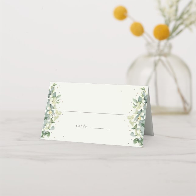 Carte De Placement Crème/Black Snowberry + Mariage Eucalyptus (Devant)