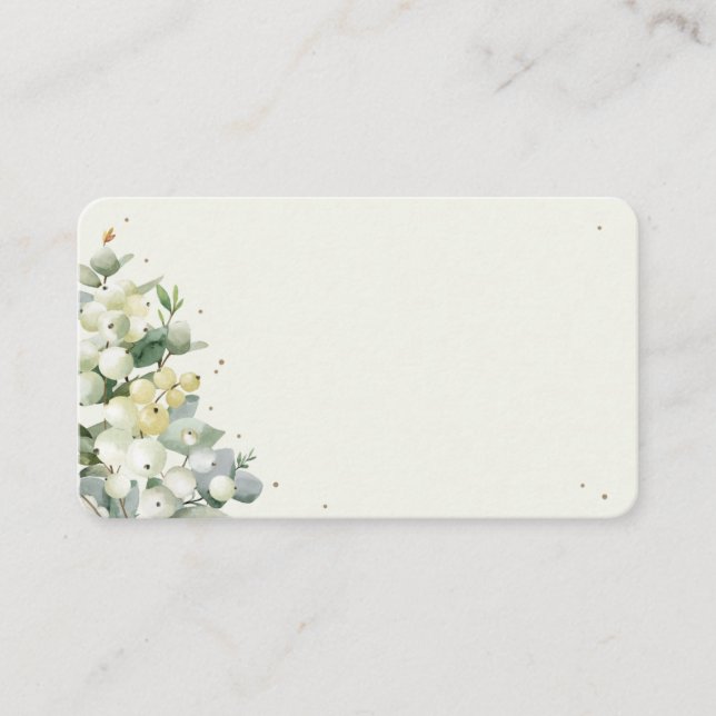 Carte De Placement Crème blanche Snowberry+Eucalyptus Mariage d'hiver (Devant)