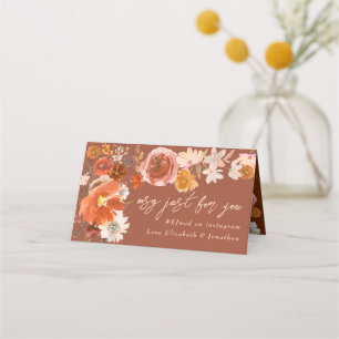 Carte De Placement Crème de terre Floral Automne Chaise Table Mariage