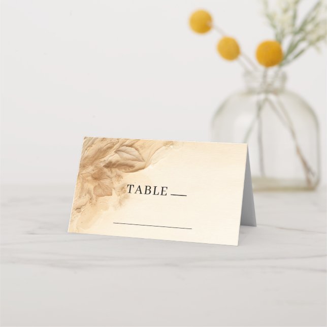 Carte De Placement Crème d'ivoire botanique Table bohémienne texturée (Devant)