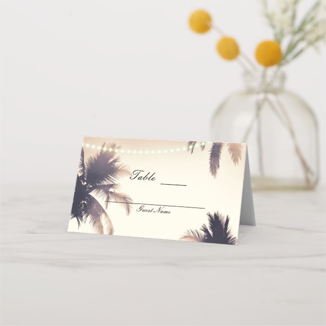 Carte De Placement Crème Dream Palm Trees & Lumières Table Siège (Dos)