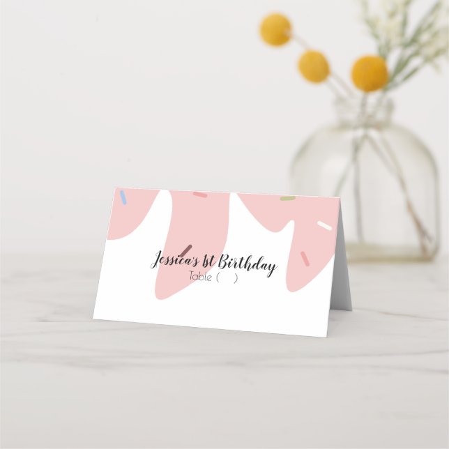 Carte De Placement Crème glacée Anniversaire Pink Melkles Table (Devant)