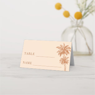 Carte De Placement Crème Palm Tree Beige Boho Beach Table de mariage