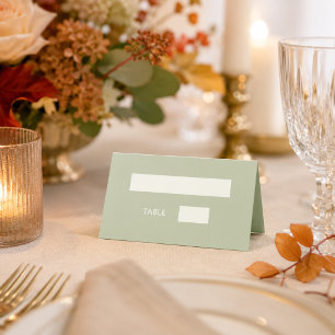 Carte De Placement Crème vert sauge moderne simple