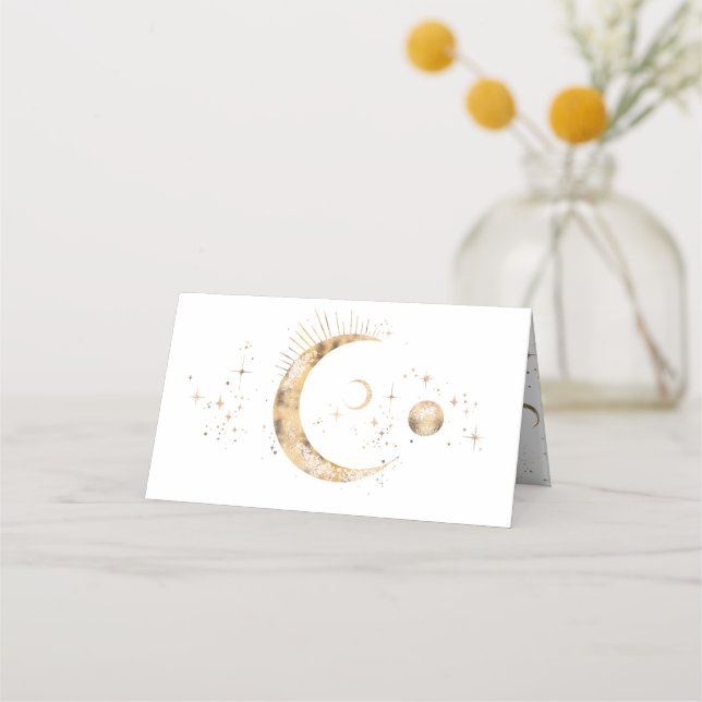 Carte De Placement Crescent Moon Starry Nuit Mariage céleste (Dos)