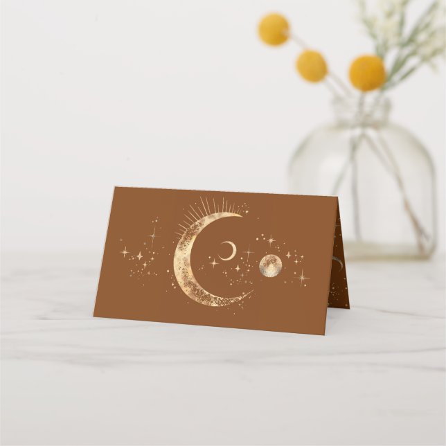 Carte De Placement Crescent Moon Starry Nuit Mariage céleste (Dos)