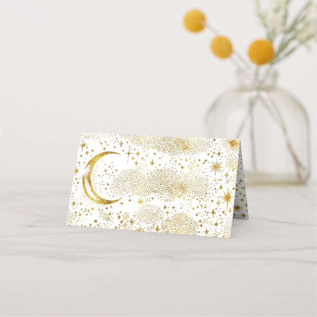 Carte De Placement Crescent Moon Starry Nuit Mariage céleste (Dos)