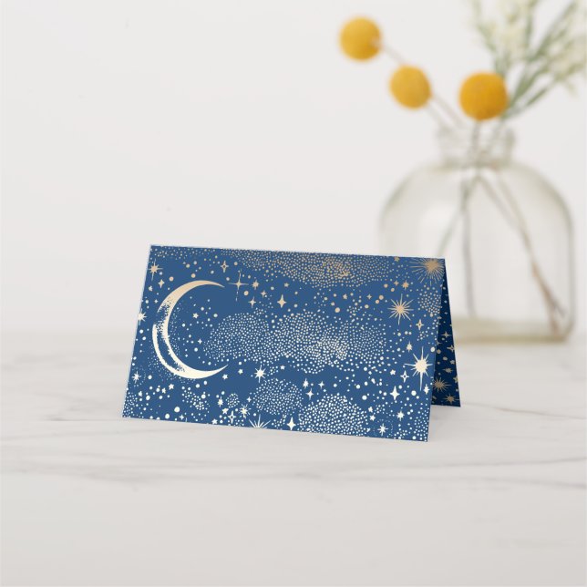 Carte De Placement Crescent Moon Starry Nuit Mariage céleste (Dos)