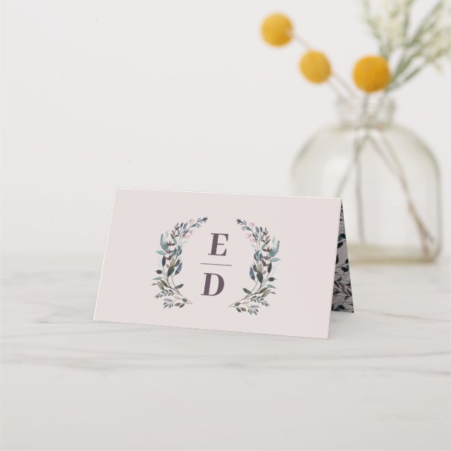 Carte De Placement Crest jardin | Tableau Monogramme Mariage mauve (Devant)