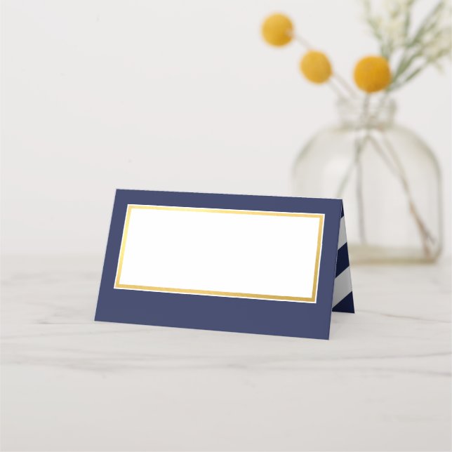 Carte De Placement CUSTOM Bar Mitzvah marine moderne + nom or SAM (Devant)