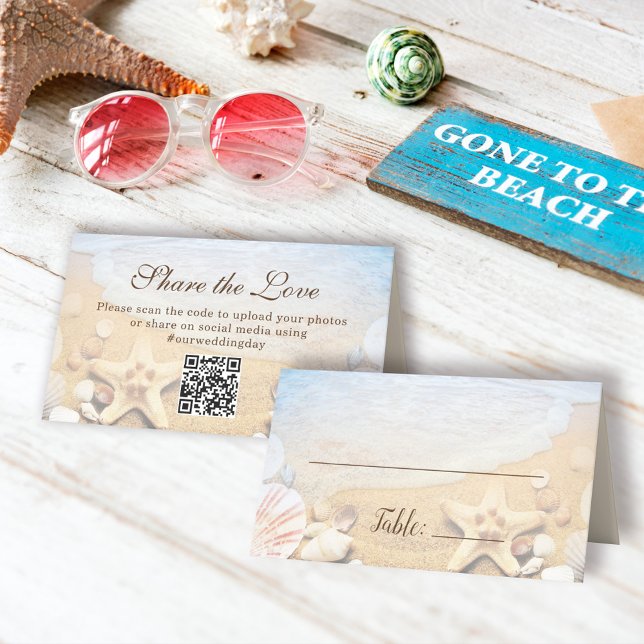 Carte De Placement Custom Blue Ocean Tropical Beach Wedding (Créateur téléchargé)