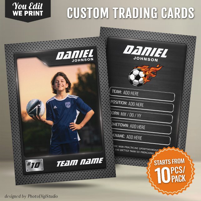 Carte De Placement Custom Soccer Trading Card Graphite Sports Card (Custom Soccer Trading Card Black Graphite Sports Player Card - 10 pcs/pack)