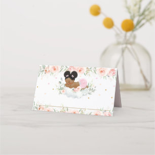 Carte De Placement Cute Africain Afro Puff rose Floral Douche Anniver