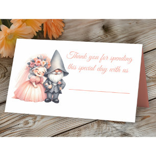 Carte De Placement Cute Garden Gnome Rustique Orange Mariage d'été