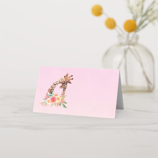Carte De Placement Cute Giraffe Aquarelle Maman & Bébé (Devant)