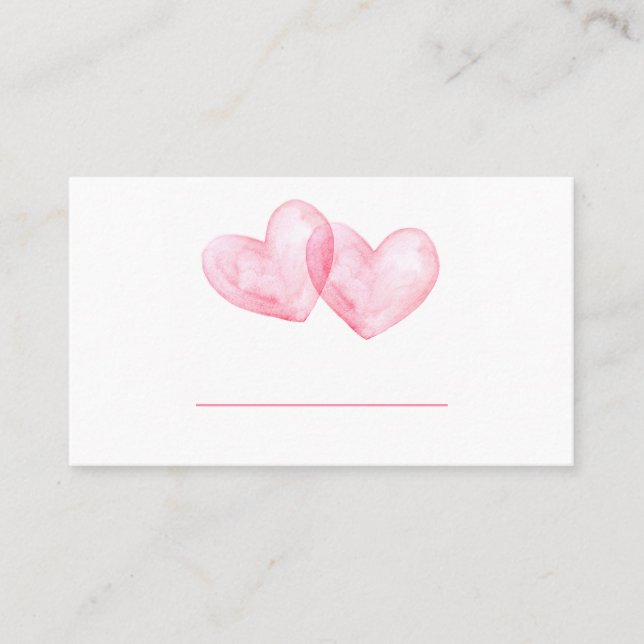 Carte De Placement Cute Love Rose Aquarelle Coeurs Mariage (Devant)
