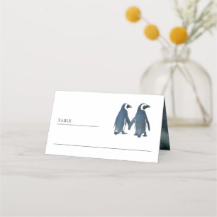 Carte De Placement Cute romantique Couple Penguin Mariage