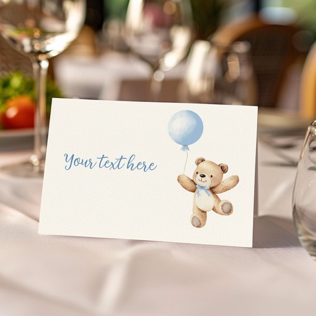 Carte De Placement Cute Teddy Bear Blue Balloon nourriture Tente Plac (Créateur téléchargé)