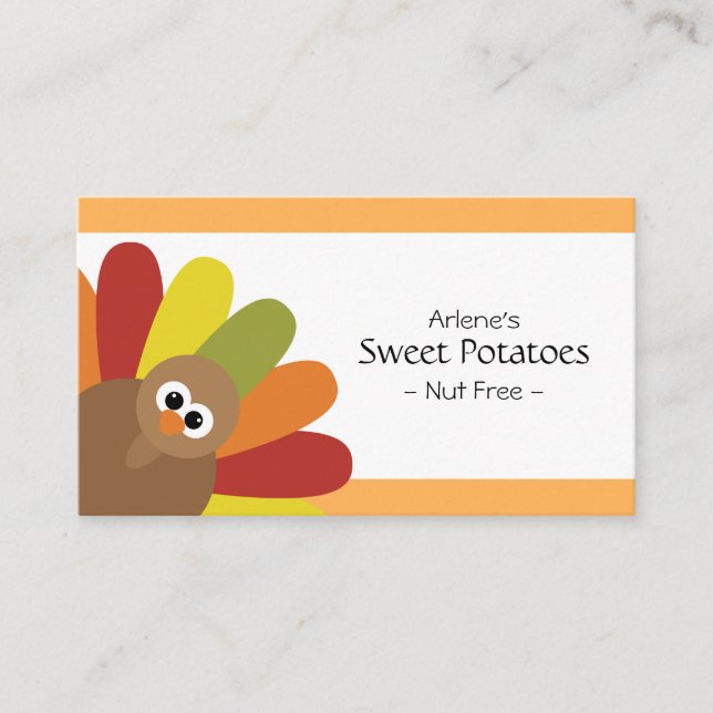 Carte De Placement Cute Turkey Food Label (Devant)