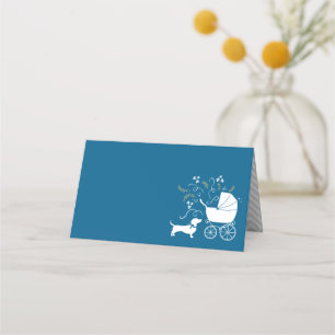 Carte De Placement Dachshund Wiener Chien Baby shower Blue Boy