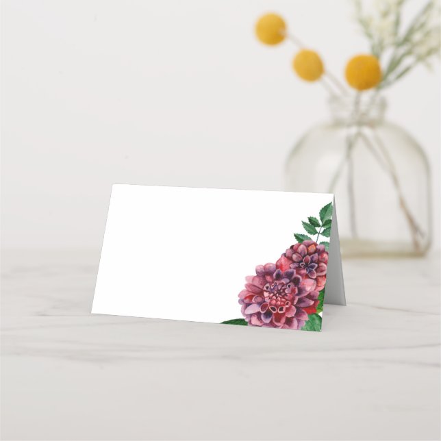 Carte de placement Dahlia. Fleurs de mariage borde (Devant)