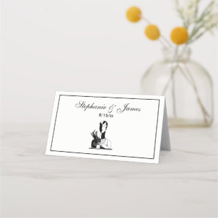 Carte De Placement Dame Art Déco vintage Aux Perles Blanches