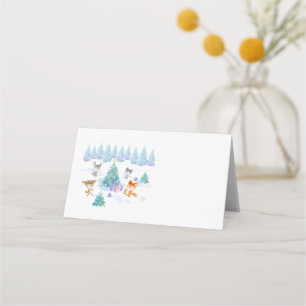 Carte De Placement Danse Animaux de forêt Noël Aquarelle