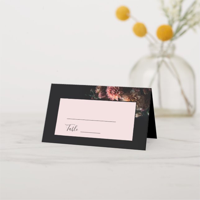 Carte De Placement Dark Moody Realistic Flowers Wedding (Devant)