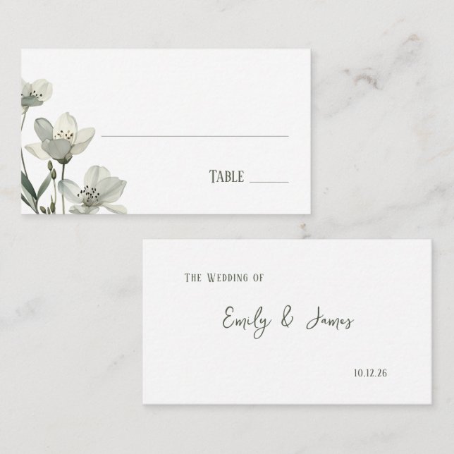 Carte De Placement Dark Sage Green Botanical Wedding (Devant / Derrière)