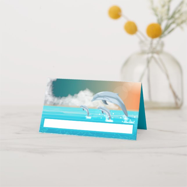 Carte De Placement dauphins faisant des sauts dans l'océan       (Devant)