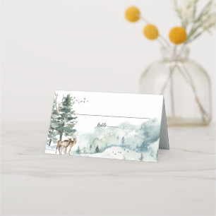 Carte de placement de forêt de bois à l'aquarelle