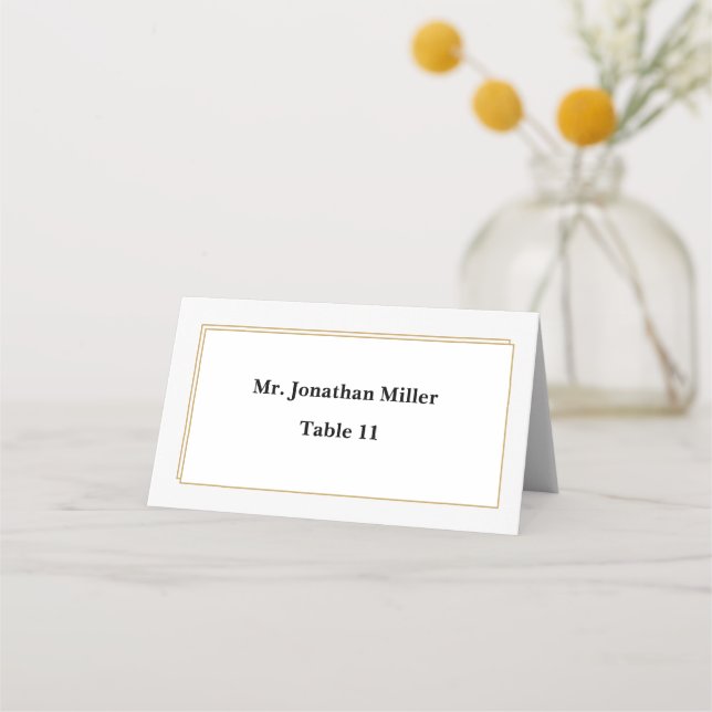 Carte de placement de mariage à bordure dorée mini (Devant)